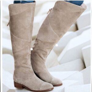 New SOLE SOCIETY 6 Tiff OTK Over the Knee Boot in Mushroom Tan Beige Suede